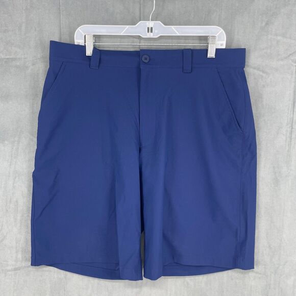 Under Armour Shorts Mens 36 Blue Heat Gear Light Weight Loose Fit Logo Pockets - Picture 1 of 11